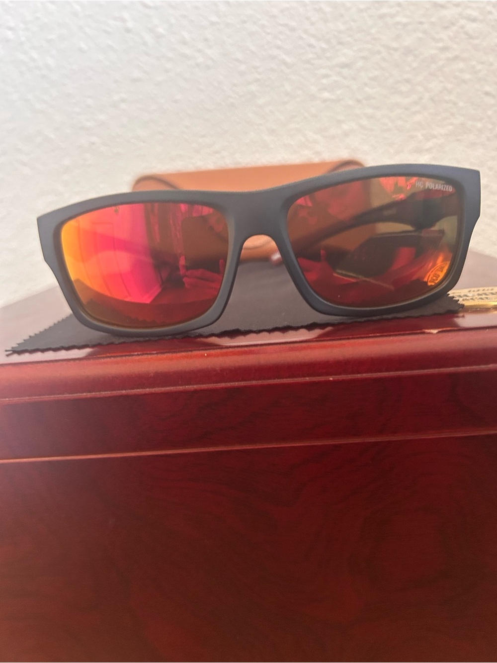 Champion Men’s Sunglasses - Matte Black Frame with Red Mirrored Lenses